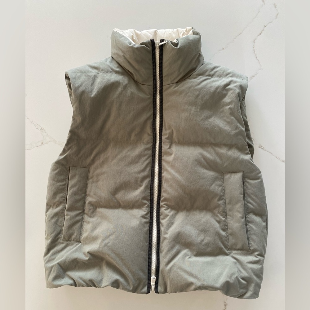 NWT BRUNELLO CUCINELLI Monili Trim Techno Crispy Canvas Puffer